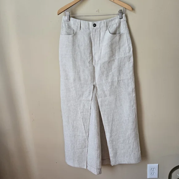 Reformation Beige Maxi Skirt with Front Slit Maxi